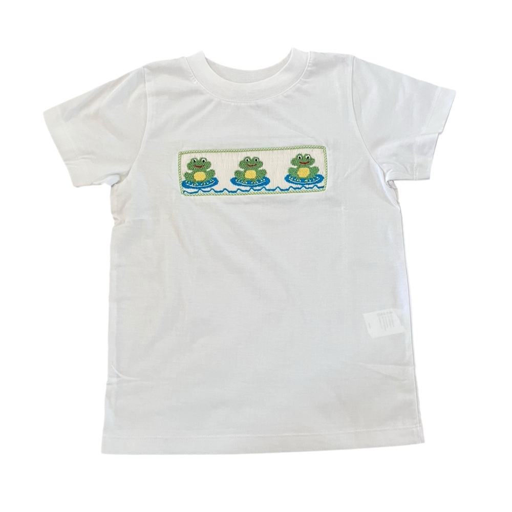 Boys Smocked Frogs Gingham Short Set 5T Maria Court - Picture 2 of 12